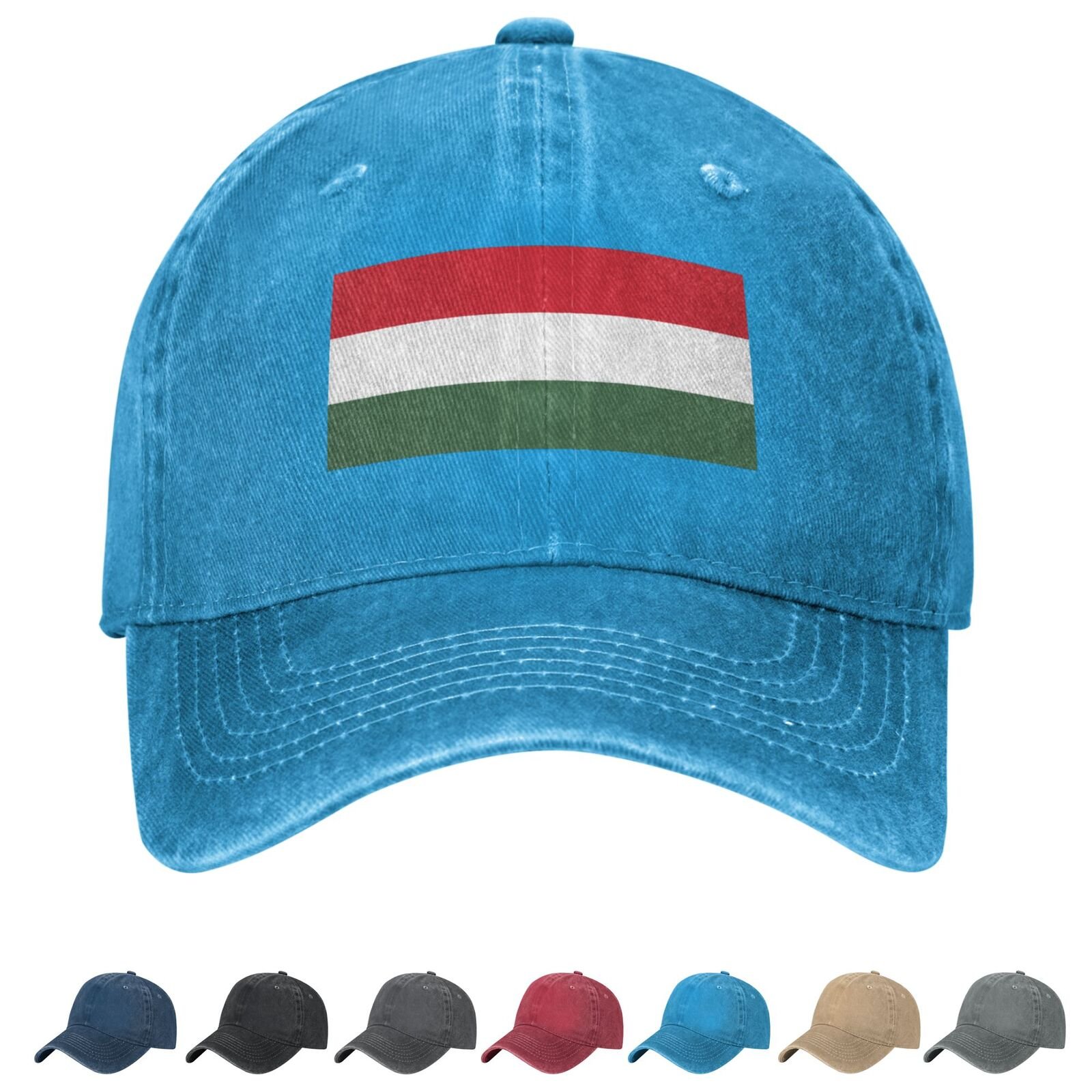Flag of Hungary Denim Baseball Cap Hungarian Flag Unisex Vintage Adjustable Outdoor Trucker Hat Black - Image 5
