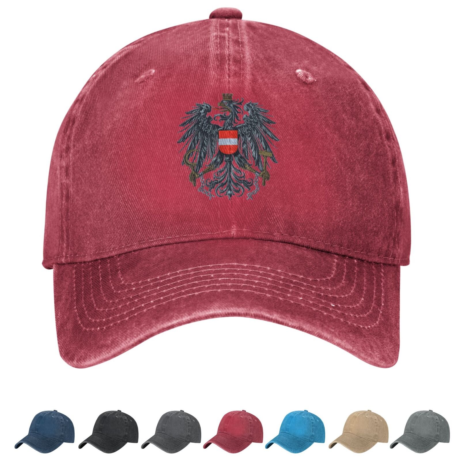 Coat of arms of Austria Denim Baseball Cap Austrian Casual Unisex Vintage Adjustable Flag Trucker Hat Black - Image 4
