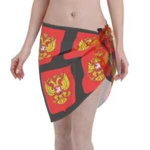 Women Short Sarongs Beach Wrap Russia Emblem for Russians Swimsuit Short Skirt Chiffon Scarf