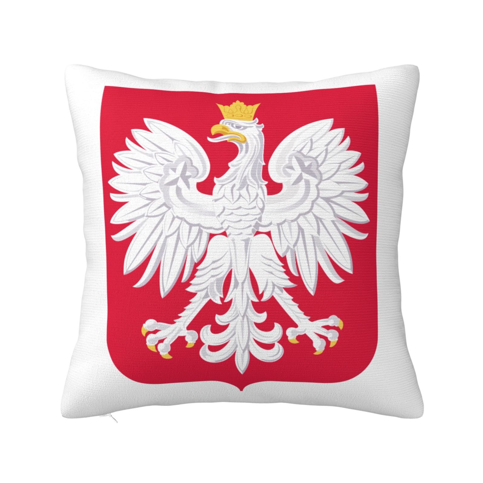 Vierkante sierkussenhoezen met het Poolse wapen, nationaal embleem, voor Poolse bank, fauteuil en slaapkamer.