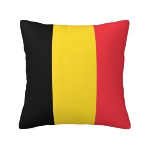 Square Throw Pillow Covers for Belgian Flag Pillowcase for Belgium Couch Sofa Bedroom