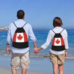 Flag Of Canada Drawstring Backpack Yoga Beach Sackpack Lightweight Gym Sports String Bag Outdoor Decor