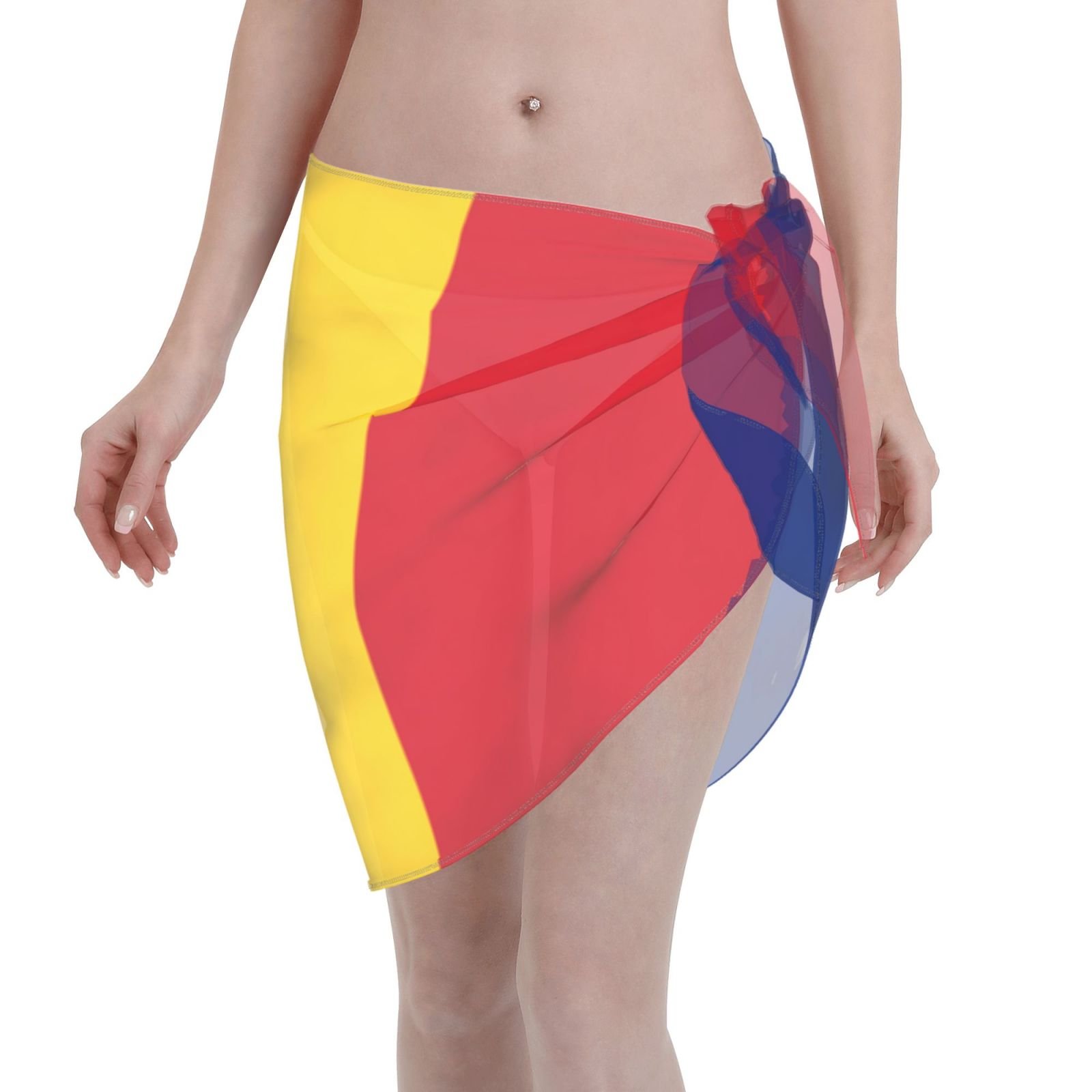 Romania Donna Corto Sarong Spiaggia Avvolgente per Costume da Bagno Rumeno Gonna Corta Sciarpa di Chiffon