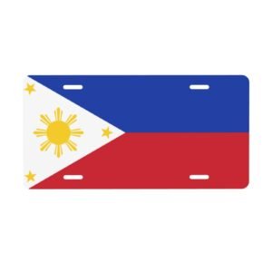 Tablica rejestracyjna z flagą Filipin, filipińska dekoracyjna tablica rejestracyjna, przednia i tylna, metalowa, aluminiowa, 6x12 cali, 4 otwory