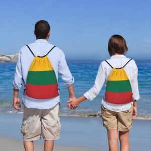 Lithuania Drawstring Backpack Yoga Beach Sackpack Lightweight Gym Sports String Lithuanian Bag Outdoor Decor