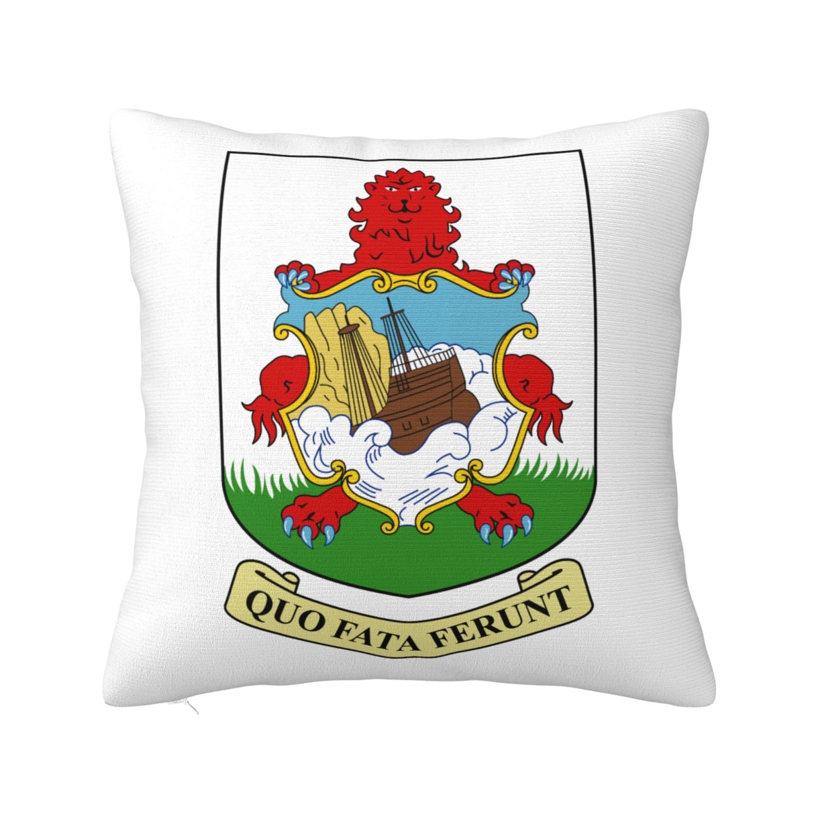 Vierkante sierkussenhoezen met het wapen van Bermuda, het nationale embleem van Bermuda, voor op de bank, fauteuil of slaapkamer.
