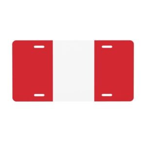 Targa per auto decorativa peruviana con bandiera peruviana, copertura anteriore e posteriore in metallo, alluminio, 6x12 pollici, 4 fori