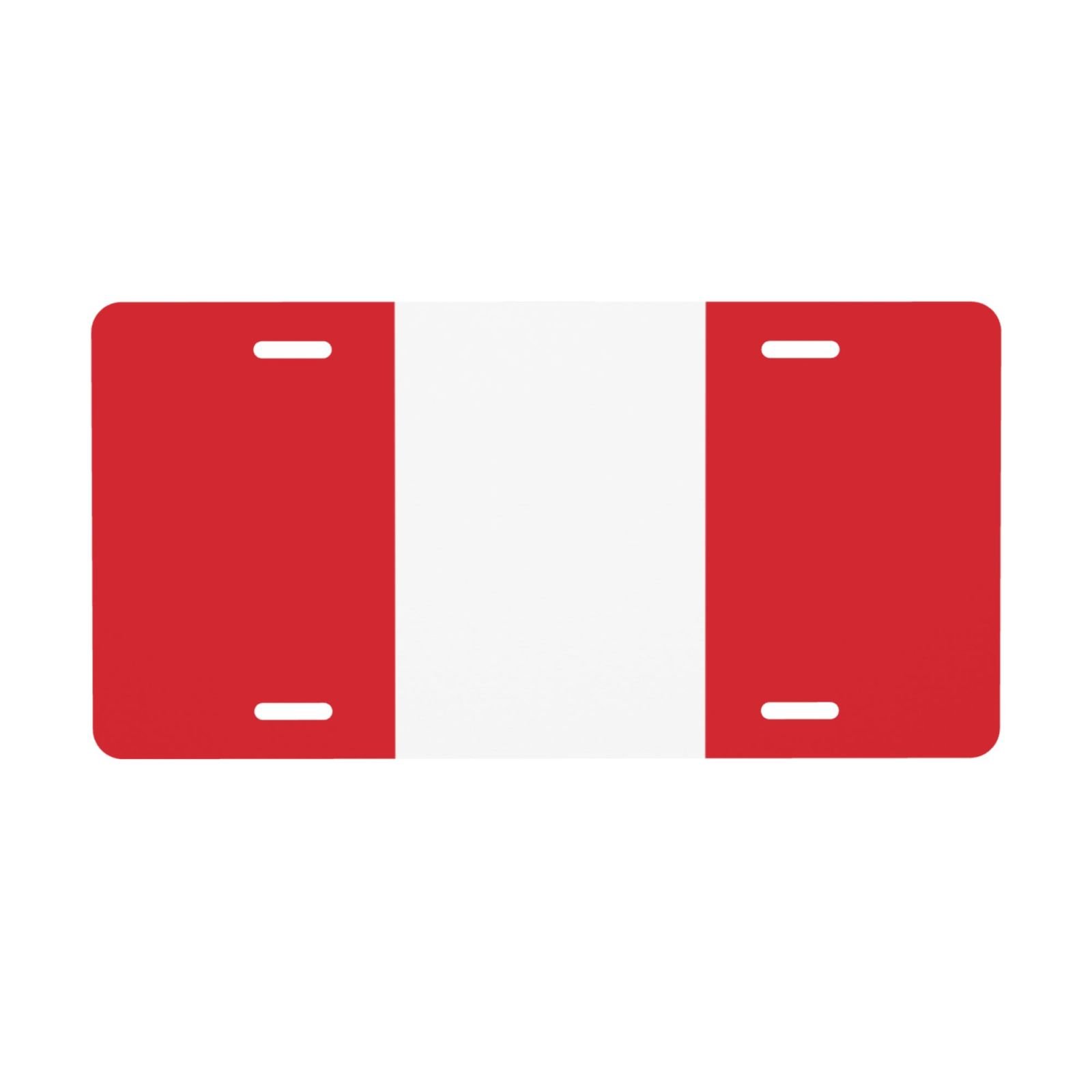 Targa per auto decorativa peruviana con bandiera peruviana, copertura anteriore e posteriore in metallo, alluminio, 6x12 pollici, 4 fori