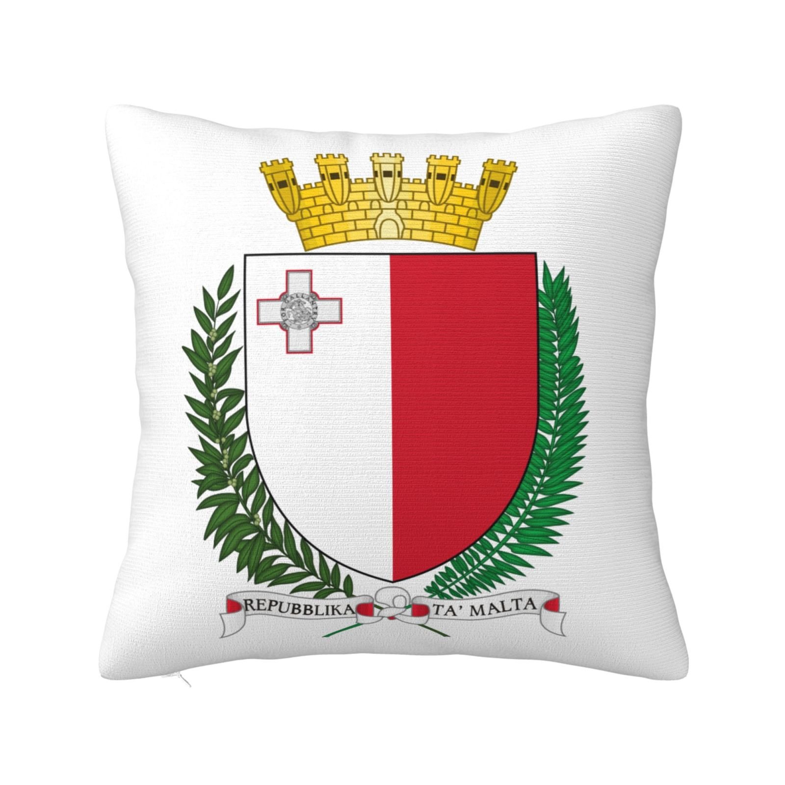 Vierkante sierkussenhoezen met het wapen van Malta, het nationale embleem van Malta, voor Maltese bank, fauteuil en slaapkamer.