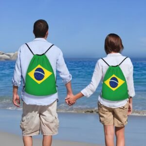Flag Of Brazil Drawstring Backpack Yoga Beach Sackpack Lightweight Gym Sports String Brazilians Bag Outdoor Decor