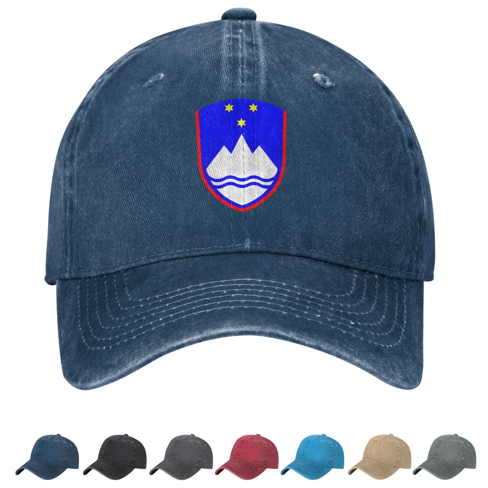Coat of arms of Slovenia Denim Baseball Cap Slovenian Casual Unisex Vintage Adjustable Flag Trucker Hat Black - Image 6