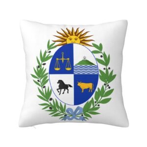 Square Throw Pillow Covers for Coat of Arms of Uruguay National Emblem Pillowcase for Uruguayan Couch Sofa Bedroom