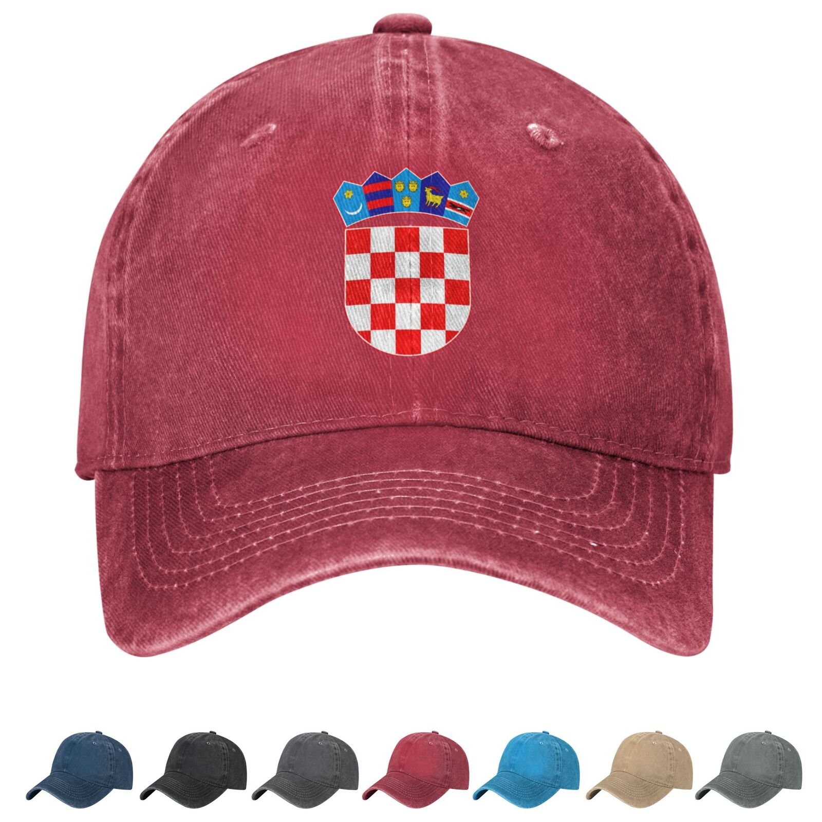 Coat of arms of (Croatia) Denim Baseball Cap Croatian Casual Unisex Vintage Adjustable Flag Trucker Hat Black - Image 4