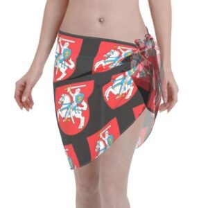 Women Short Sarongs Beach Wrap Lithuania Emblem for Lithuanian Swimsuit Short Skirt Chiffon Scarf