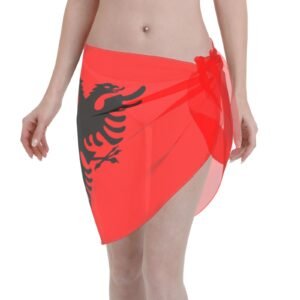 Albania Women Short Sarongs Beach Wrap for Albanian Swimsuit Short Skirt Chiffon Scarf