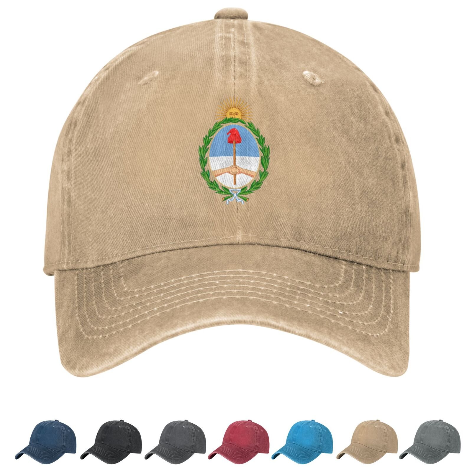 Coat of arms of Argentina Denim Baseball Cap Argentinean Casual Unisex Vintage Adjustable Flag Trucker Hat Black - Image 7
