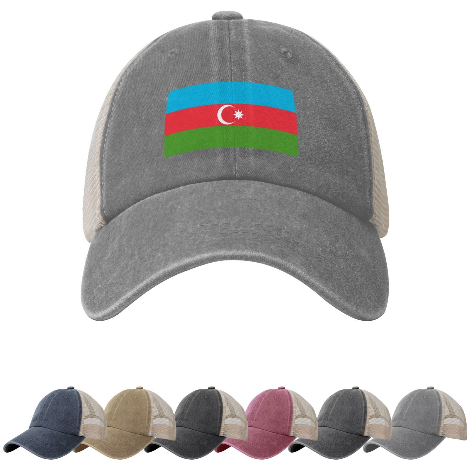 Azerbaijan Flag Sun Hats for Men Women Flag of Azerbaijan Cowboy Mesh Baseball Cap Azerbaijani Trucker Hat - Image 6