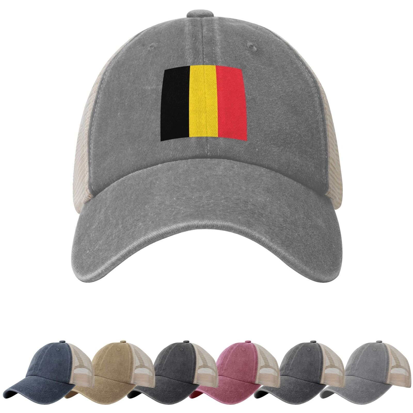 Belgian Flag Sun Hats for Men Women Flag of Belgian Cowboy Mesh Baseball Cap Belgium Trucker Hat - Image 6