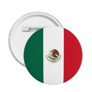 5 insignias redondas de botón con el lema "Apoyo a México", dise?o de bandera mexicana.