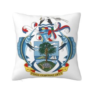Square Throw Pillow Covers for Coat of Arms of (Seychelles) National Emblem Pillowcase for Seychellois Couch Sofa Bedroom