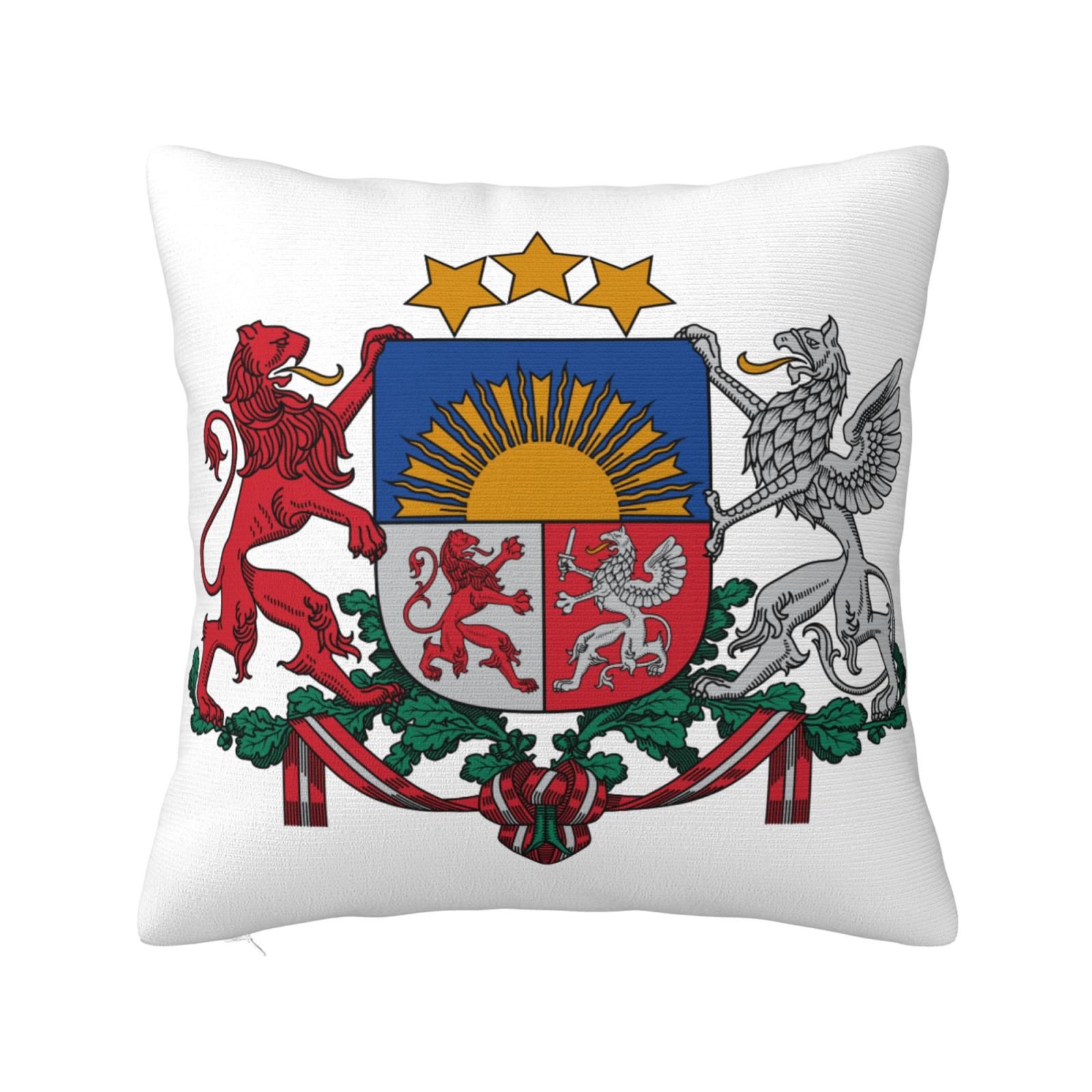 Vierkante sierkussenhoezen met het wapen van Letland, nationaal embleem, kussensloop voor Letse bank, fauteuil, slaapkamer