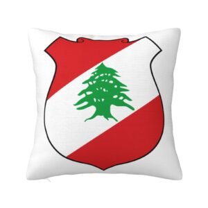 Square Throw Pillow Covers for Coat of Arms of Lebanon National Emblem Pillowcase for Lebanese Couch Sofa Bedroom