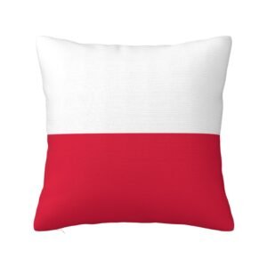 Square Throw Pillow Covers for Poland Flag Pillowcase for Polish Couch Sofa Bedroom