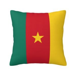 Square Throw Pillow Covers for Cameroon Flag Pillowcase for Cameroonian Couch Sofa Bedroom