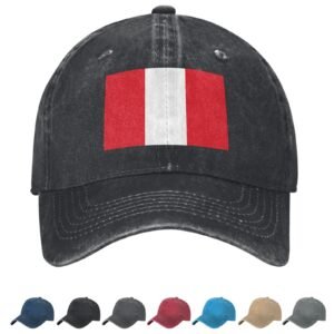 Flag of Peru Denim Baseball Cap Peruvian Flag Unisex Vintage Adjustable Outdoor Trucker Hat Black