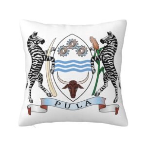 Square Throw Pillow Covers for Coat of Arms of Botswana National Emblem Pillowcase for Botswanan Couch Sofa Bedroom