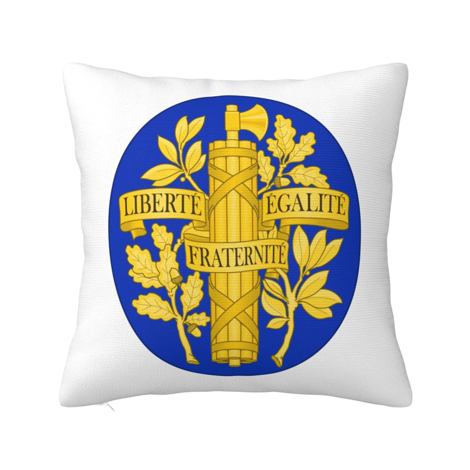 Vierkante sierkussenhoezen met het Franse nationale wapen, geschikt voor een Franse bank, fauteuil of slaapkamer.