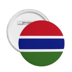 5 insignias redondas de Gambia con soporte para pin de Gambia, decoración de bandera de Gambia.