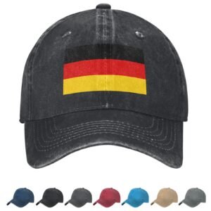 Flag of Germany Denim Baseball Cap German Flag Unisex Vintage Adjustable Outdoor Trucker Hat Black