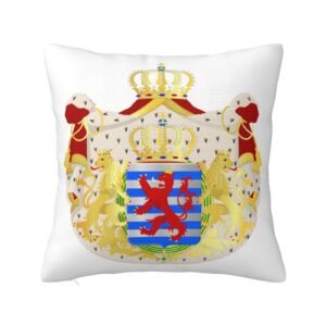 Square Throw Pillow Covers for Coat of Arms of (Luxembourg) National Emblem Pillowcase for Luxembourgian Couch Sofa Bedroom