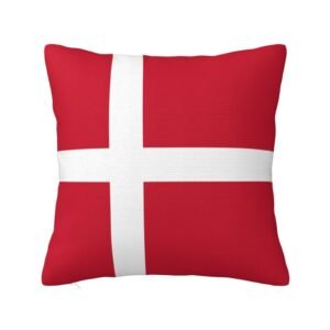 Square Throw Pillow Covers for Denmark Flag Pillowcase for Danish Couch Sofa Bedroom