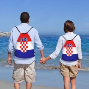Croatia Drawstring Backpack Yoga Beach Sackpack Lightweight Gym Sports String Croatian Bag Outdoor Decor