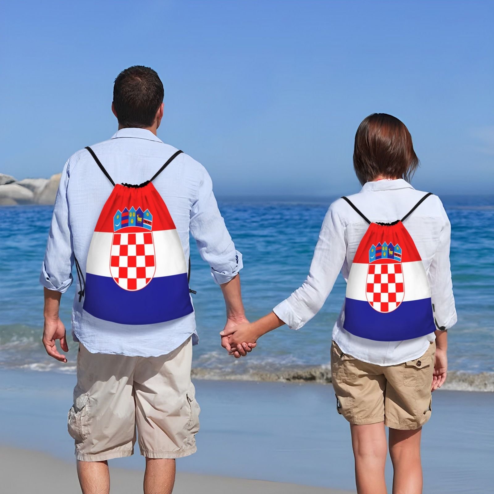 Zaino con coulisse in Croazia, per yoga, spiaggia, palestra, sport, leggero, con coulisse, decorazione per esterni