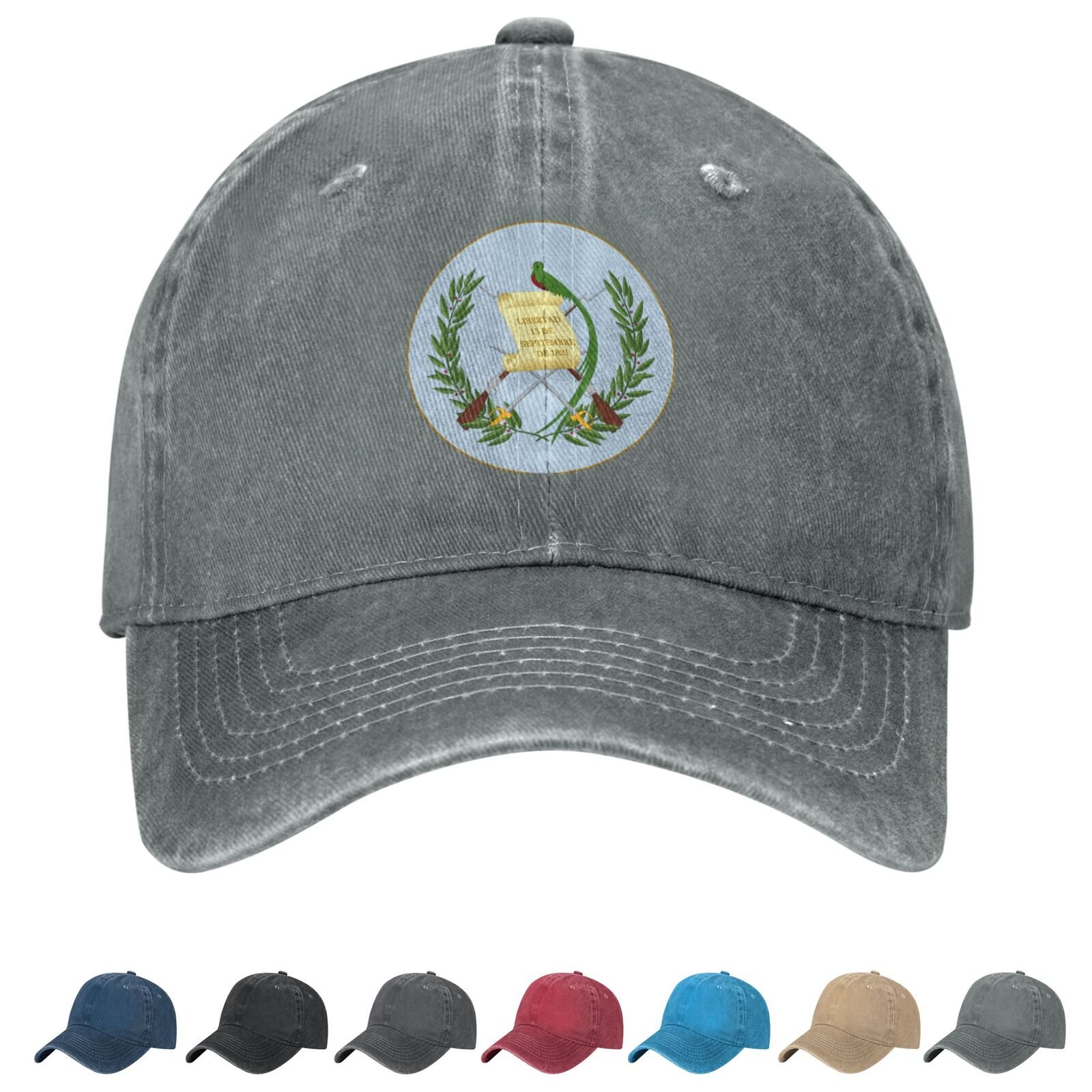 Coat of arms of Guatemala Denim Baseball Cap Guatemalan Casual Unisex Vintage Adjustable Flag Trucker Hat Black - Image 3