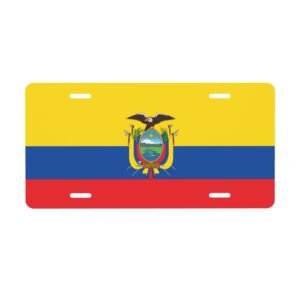 Ecuador Flag License Plate Ecuadorian Decorative Car Plate Front Back Cover Metal Aluminum 6x12 Inch 4 Holes