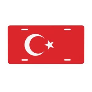 Turkey Flag License Plate Turks Decorative Car Plate Front Back Cover Metal Aluminum 6x12 Inch 4 Holes