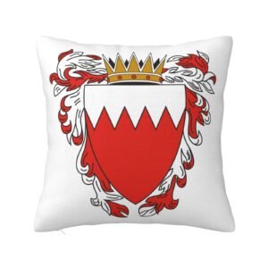 Square Throw Pillow Covers for Coat of Arms of Bahrain National Emblem Pillowcase for Bahraini Couch Sofa Bedroom