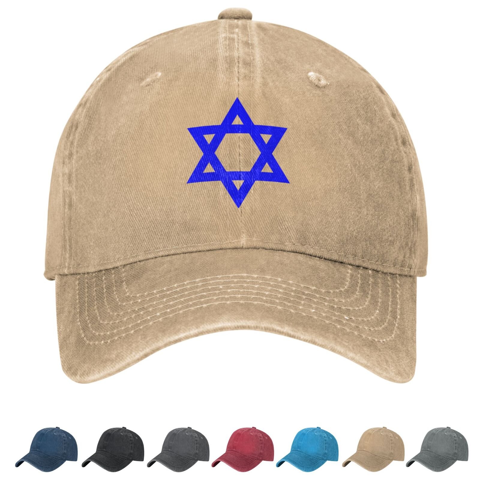 Flag of Star of David Denim Baseball Cap Blue Star of David Flag Unisex Vintage Adjustable Outdoor Trucker Hat Black - Image 7