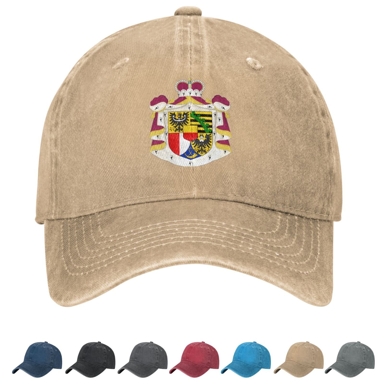 Coat of arms of Liechtenstein Denim Baseball Cap Liechtenstein Casual Unisex Vintage Adjustable Flag Trucker Hat Black - Image 7