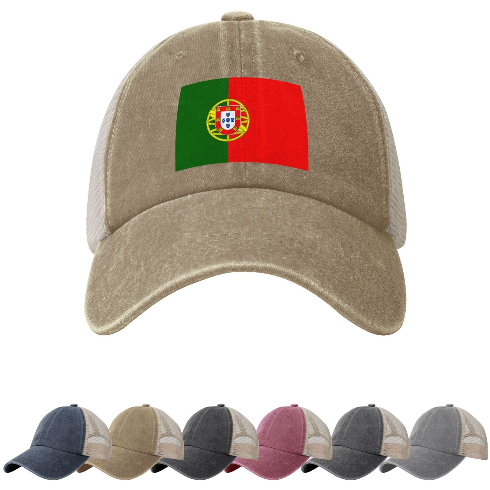 Zonnehoeden met de Portugese vlag voor mannen en vrouwen, cowboypet met mesh-onderkant, Portugese truckerpet. - Image 5