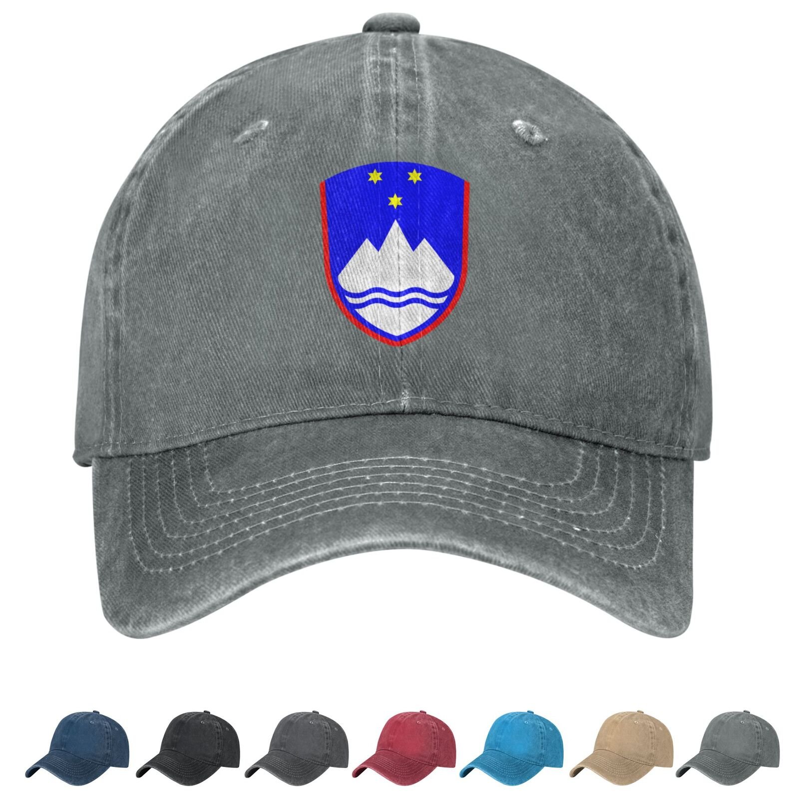 Coat of arms of Slovenia Denim Baseball Cap Slovenian Casual Unisex Vintage Adjustable Flag Trucker Hat Black - Image 3