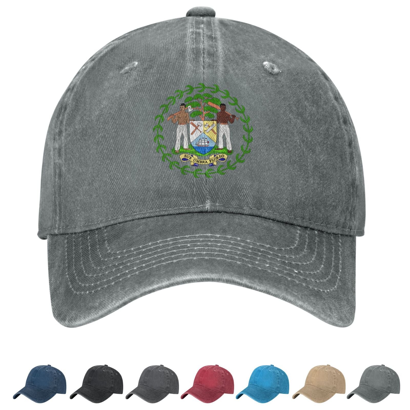 Coat of arms of Belize Denim Baseball Cap Belizean Casual Unisex Vintage Adjustable Flag Trucker Hat Black - Image 3