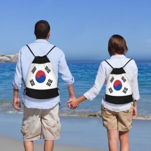 Flag Of Korea Drawstring Backpack Yoga Beach Sackpack Lightweight Gym Sports String Bag Outdoor Decor