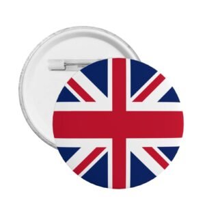 5 insignias redondas de botón con el logo del Reino Unido. Dise?o de bandera británica.