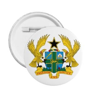 5 stuks ronde badges met het wapen van Ghana ter ondersteuning van Ghana, embleemspeld, Ghanese decoratie