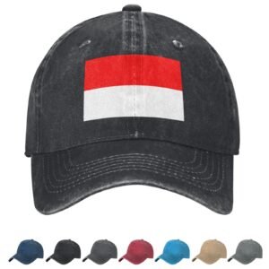 Flag of Indonesia Denim Baseball Cap Indonesian Flag Unisex Vintage Adjustable Outdoor Trucker Hat Black